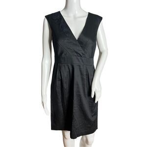 Loft Dress Womens 4 Black Fit & Flare Floral Detail Office‎ Neutral Minimalist